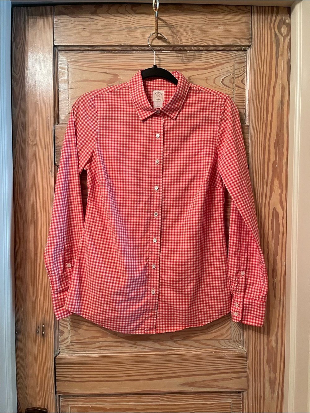 J. Crew Perfect Shirt - Orange and White Gingham Button-Down Shirt